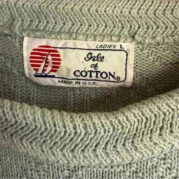 Vtg Isle of Cotton Women’s Large Sweater Embroidered Floral Cottage Grandma Cozy - Picture 4 of 10